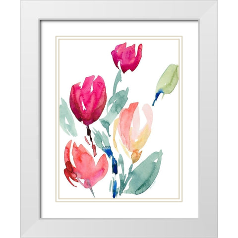 Happy Tulips I White Modern Wood Framed Art Print with Double Matting by Loreth, Lanie