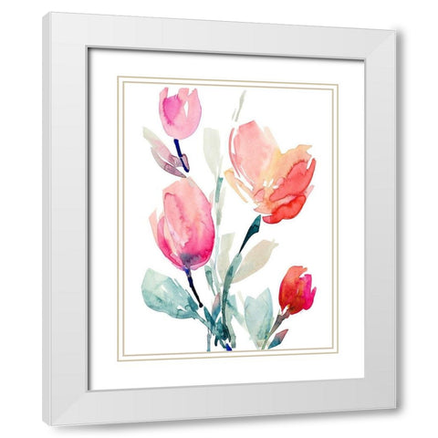 Happy Tulips II White Modern Wood Framed Art Print with Double Matting by Loreth, Lanie