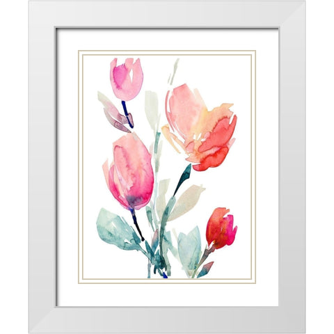Happy Tulips II White Modern Wood Framed Art Print with Double Matting by Loreth, Lanie