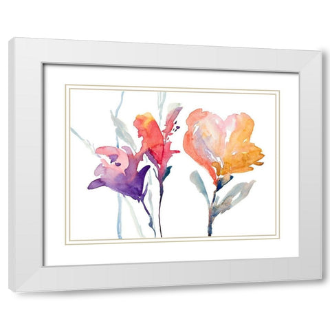 September Blooms I White Modern Wood Framed Art Print with Double Matting by Loreth, Lanie
