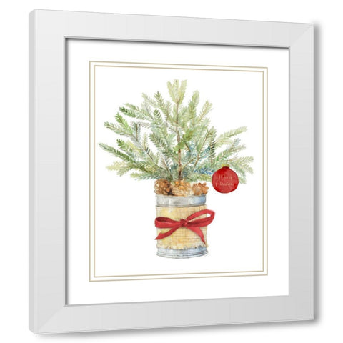 Merry Christmas Fir Tree White Modern Wood Framed Art Print with Double Matting by Loreth, Lanie