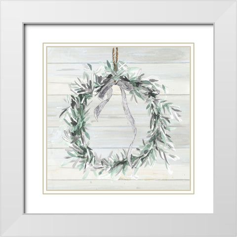 Aspen Wreath White Modern Wood Framed Art Print with Double Matting by Pinto, Patricia