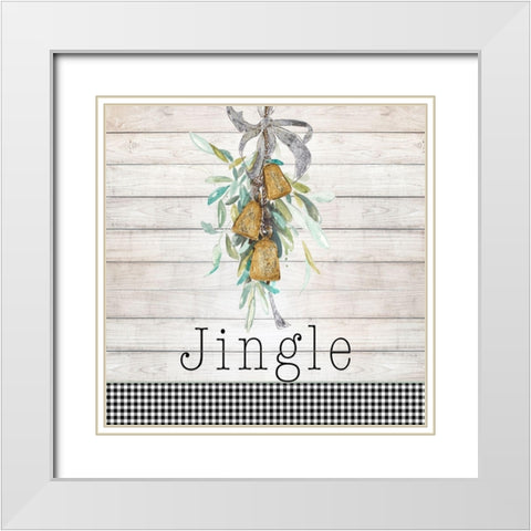 Jingle Bell Wreath White Modern Wood Framed Art Print with Double Matting by Pinto, Patricia