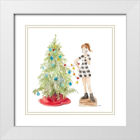Decorating Christmas II White Modern Wood Framed Art Print with Double Matting by Loreth, Lanie