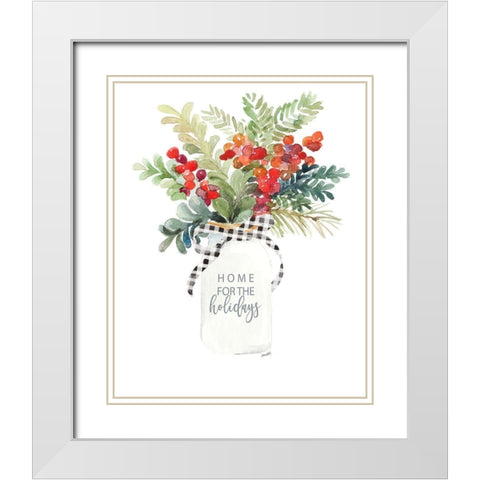 Mason Jar for Christmas White Modern Wood Framed Art Print with Double Matting by Loreth, Lanie