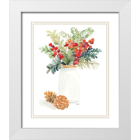 Mason Jar of Christmas White Modern Wood Framed Art Print with Double Matting by Loreth, Lanie