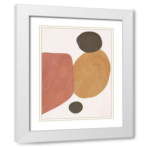 Autumn Shapes I White Modern Wood Framed Art Print with Double Matting by SD Graphics Studio