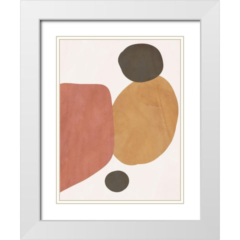 Autumn Shapes I White Modern Wood Framed Art Print with Double Matting by SD Graphics Studio