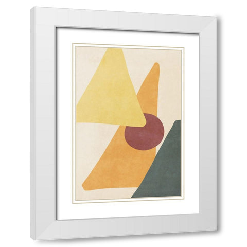 Yellow Simple Shapes White Modern Wood Framed Art Print with Double Matting by SD Graphics Studio