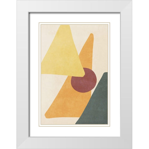 Yellow Simple Shapes White Modern Wood Framed Art Print with Double Matting by SD Graphics Studio