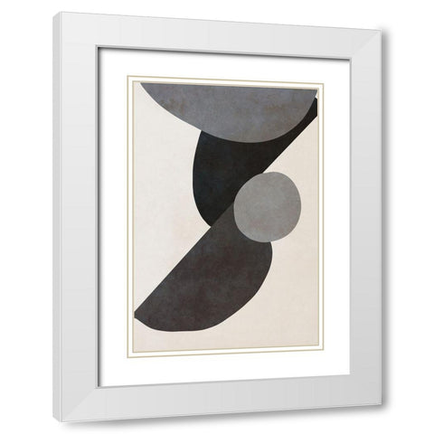 Black Shapes I White Modern Wood Framed Art Print with Double Matting by SD Graphics Studio