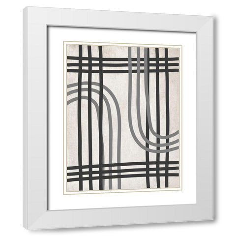 String Shapes White Modern Wood Framed Art Print with Double Matting by SD Graphics Studio