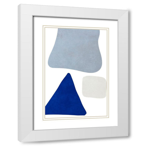 Blue Simple Shapes I White Modern Wood Framed Art Print with Double Matting by SD Graphics Studio