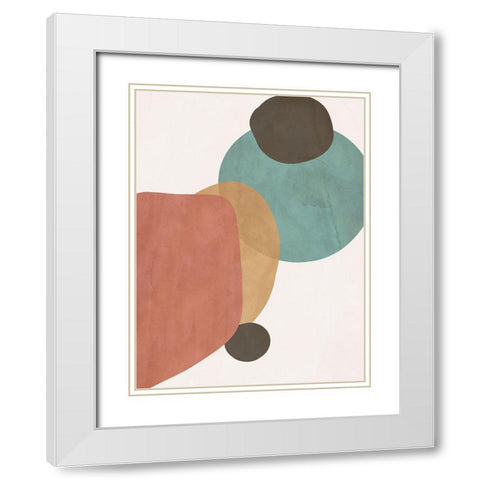 Autumn Shapes II White Modern Wood Framed Art Print with Double Matting by SD Graphics Studio
