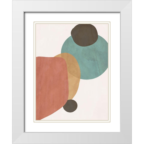 Autumn Shapes II White Modern Wood Framed Art Print with Double Matting by SD Graphics Studio