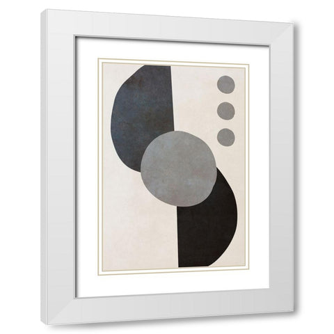 Black Shapes II White Modern Wood Framed Art Print with Double Matting by SD Graphics Studio