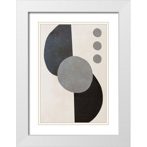 Black Shapes II White Modern Wood Framed Art Print with Double Matting by SD Graphics Studio