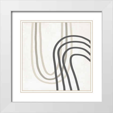 Neutral Curves White Modern Wood Framed Art Print with Double Matting by SD Graphics Studio