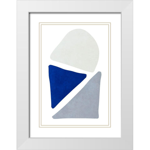 Blue Simple Shapes II White Modern Wood Framed Art Print with Double Matting by SD Graphics Studio