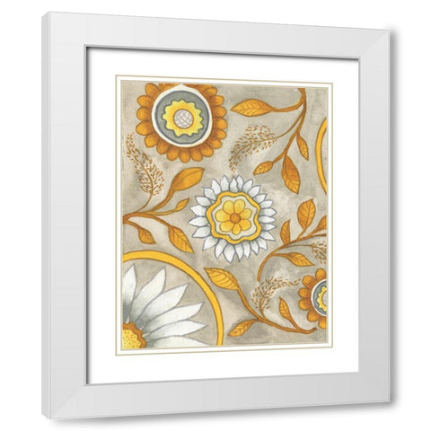 Flowers on Grey I White Modern Wood Framed Art Print with Double Matting by Medley, Elizabeth