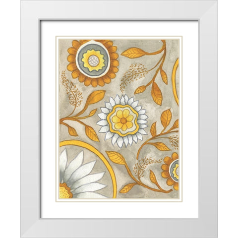 Flowers on Grey I White Modern Wood Framed Art Print with Double Matting by Medley, Elizabeth