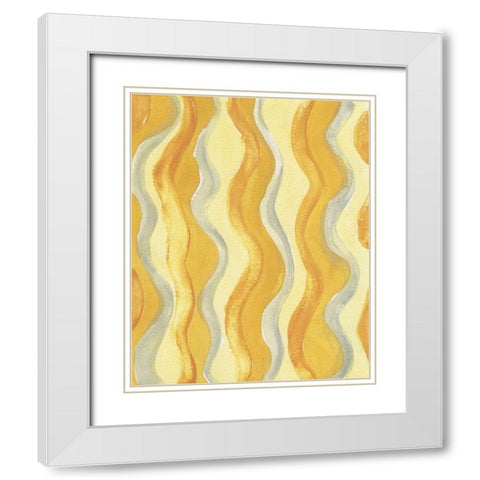 Yellow and Gray Waves White Modern Wood Framed Art Print with Double Matting by Medley, Elizabeth