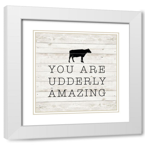 Udderly Amazing White Modern Wood Framed Art Print with Double Matting by SD Graphics Studio