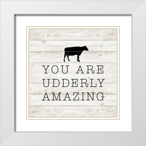 Udderly Amazing White Modern Wood Framed Art Print with Double Matting by SD Graphics Studio