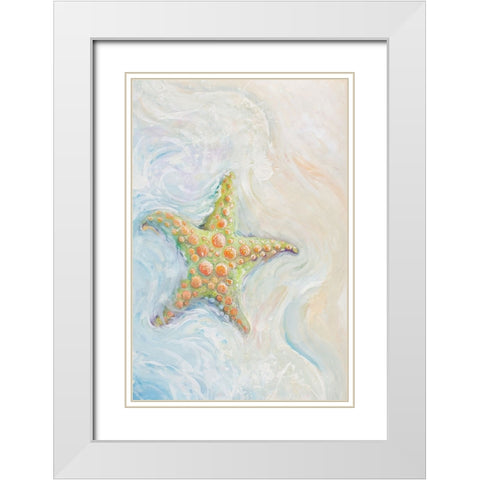 Watercolor Starfish II White Modern Wood Framed Art Print with Double Matting by Diannart
