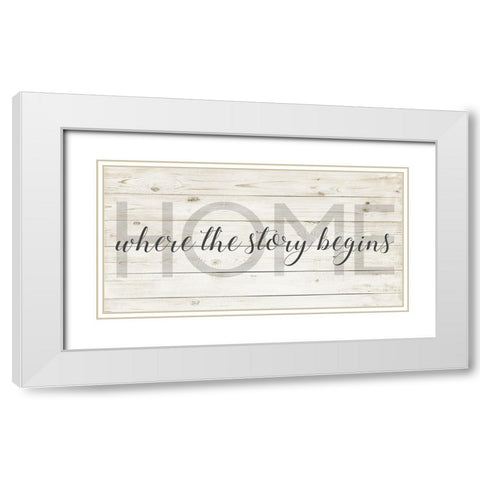 Where the Story Begins White Modern Wood Framed Art Print with Double Matting by Quach, Anna