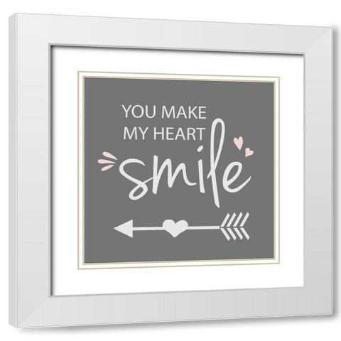 You Make My Heart Smile White Modern Wood Framed Art Print with Double Matting by Quach, Anna
