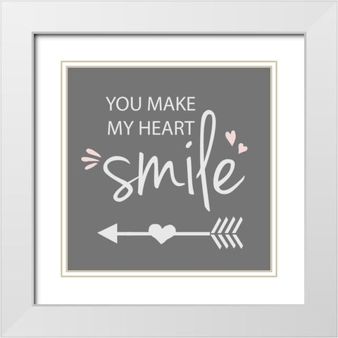 You Make My Heart Smile White Modern Wood Framed Art Print with Double Matting by Quach, Anna