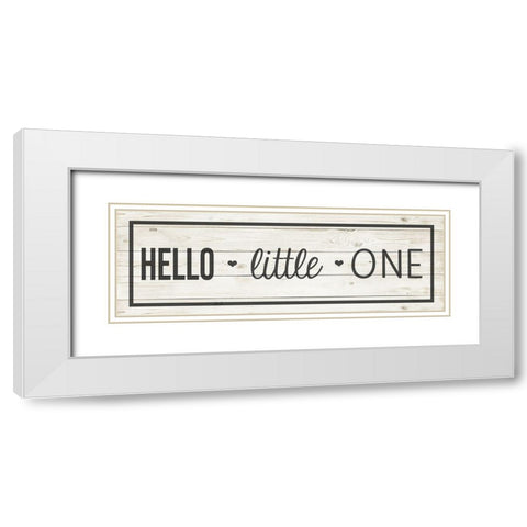 Hello Little One White Modern Wood Framed Art Print with Double Matting by Quach, Anna