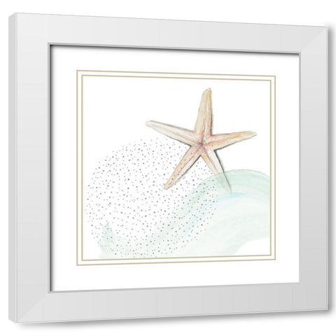 Turquoise Ocean Treasure Star White Modern Wood Framed Art Print with Double Matting by Pinto, Patricia