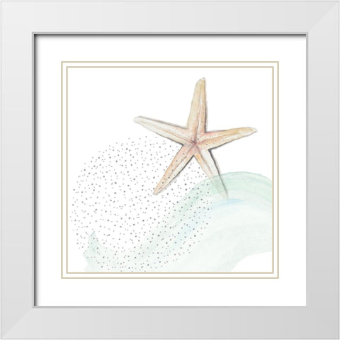 Turquoise Ocean Treasure Star White Modern Wood Framed Art Print with Double Matting by Pinto, Patricia