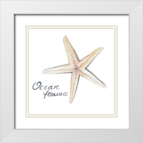 Ocean Treasure Starfish White Modern Wood Framed Art Print with Double Matting by Pinto, Patricia