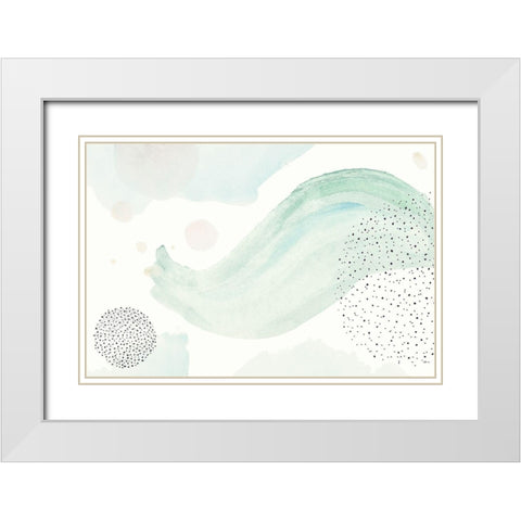 Turquoise Dotted Waves White Modern Wood Framed Art Print with Double Matting by Pinto, Patricia