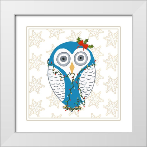 Christmas Owl I White Modern Wood Framed Art Print with Double Matting by DeRice, Julie