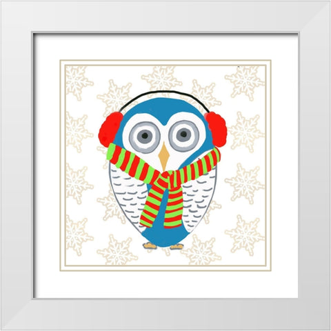 Christmas Owl II White Modern Wood Framed Art Print with Double Matting by DeRice, Julie