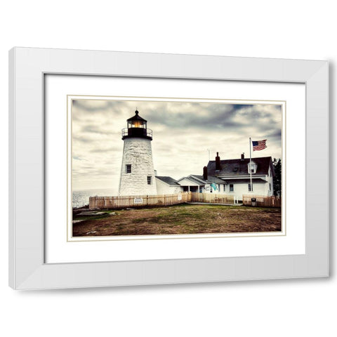 American Harbor Lighthouse White Modern Wood Framed Art Print with Double Matting by Amos, Andy