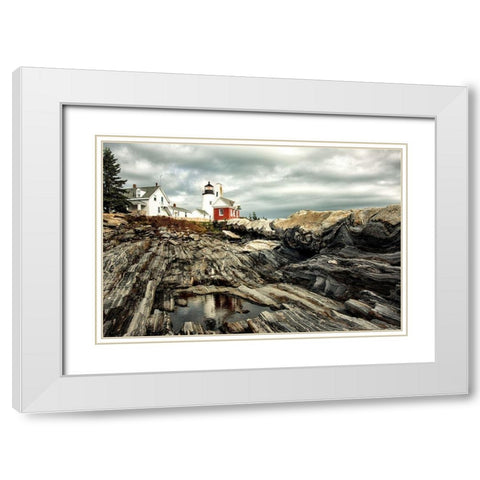 Harbor Lighthouse I White Modern Wood Framed Art Print with Double Matting by Amos, Andy