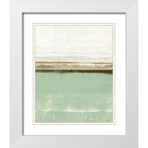 Familiar Feeling Green And Beige White Modern Wood Framed Art Print with Double Matting by Meneely, Dan