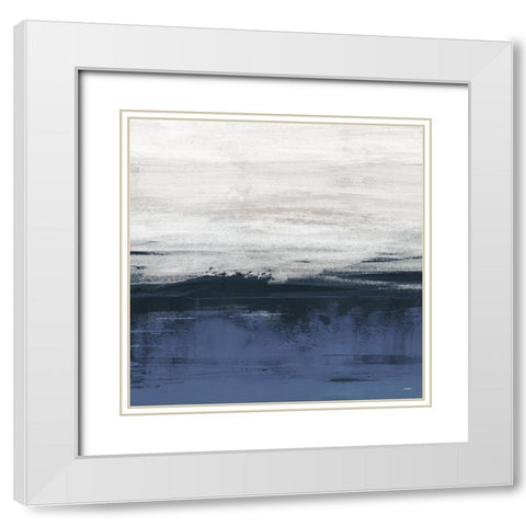 Familiar Feeling Blue Square I White Modern Wood Framed Art Print with Double Matting by Meneely, Dan