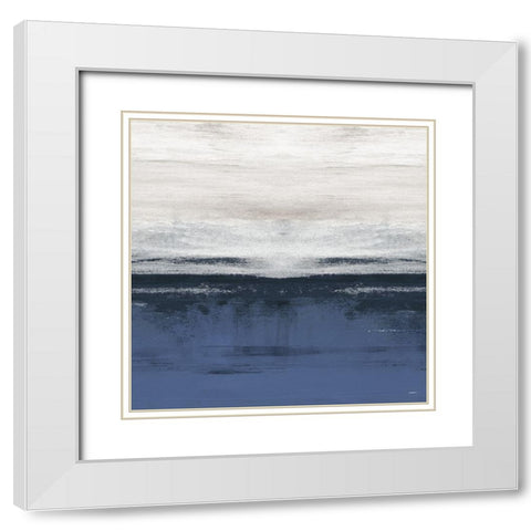 Familiar Feeling Blue Square II White Modern Wood Framed Art Print with Double Matting by Meneely, Dan