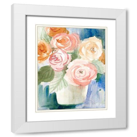 Cherry Peonies White Modern Wood Framed Art Print with Double Matting by Loreth, Lanie