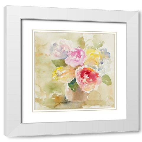 Graceful Bloom Basket White Modern Wood Framed Art Print with Double Matting by Loreth, Lanie