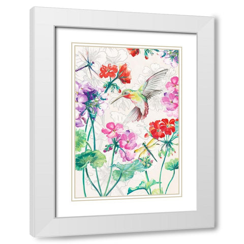New Hummingbird Garden I White Modern Wood Framed Art Print with Double Matting by Pinto, Patricia