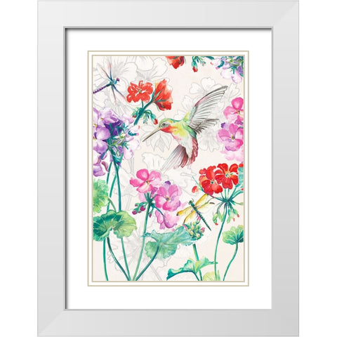 New Hummingbird Garden I White Modern Wood Framed Art Print with Double Matting by Pinto, Patricia