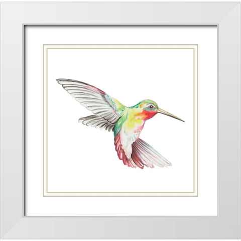New Hummingbird I White Modern Wood Framed Art Print with Double Matting by Pinto, Patricia