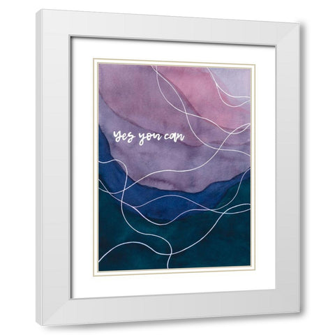 Yes You Can White Modern Wood Framed Art Print with Double Matting by Amaya